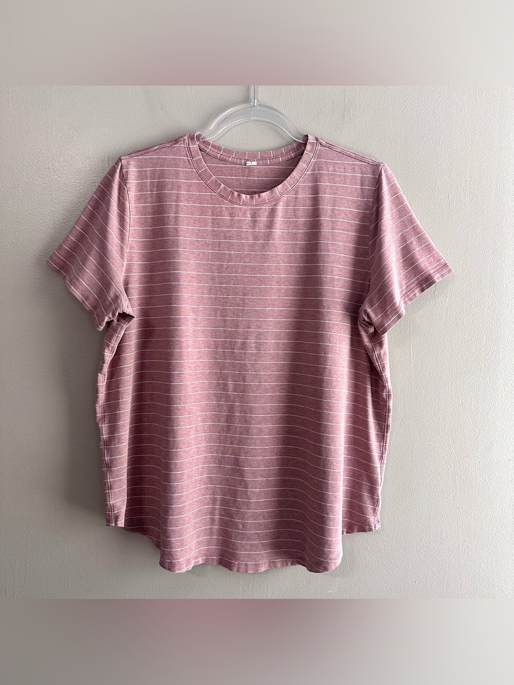 Lululemon Love Crew Short Sleeve T-Shirt Womens 12 Yoga Pink Heathered Stripe